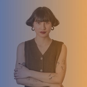 person on gradient background