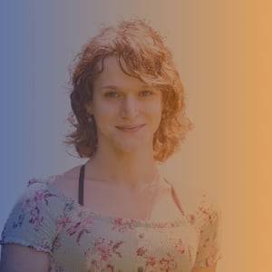 person on gradient background