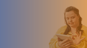 person in gradient background