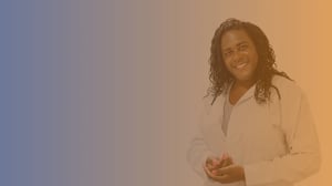 person on gradient background