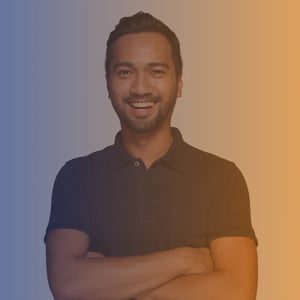 person on gradient background